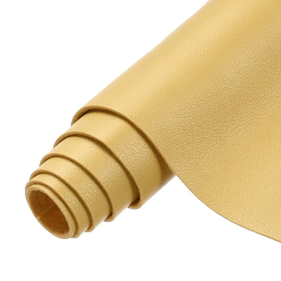 Uxcell Leather Sheets, 8x53 Inch (20x135cm) Smooth Solid PU Leather Fabric Roll, Gardenia Yellow/Yellow