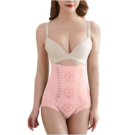JINMGG Womens Plus Size Clearance $5 Women s Panties Lace High-Waist Buttocks Puller Abdomen Ne-Piece Shapewear Pink XL