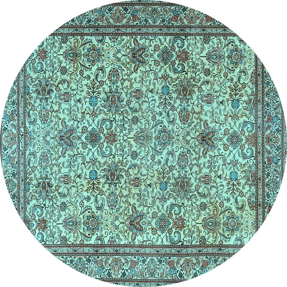 Ahgly Company Indoor Round Persian Light Blue Traditional Area Rugs, 4' Round
