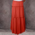 thumbnail image 6 of Dianli Gifts Skirt Midi Skirts Women's Solid Color Fall Elastic Waist Tie Pocket Ankle Length Skirt Drawstring Waist Black Fungus Edge Splice Casual Boho Midi Skirt, 6 of 8