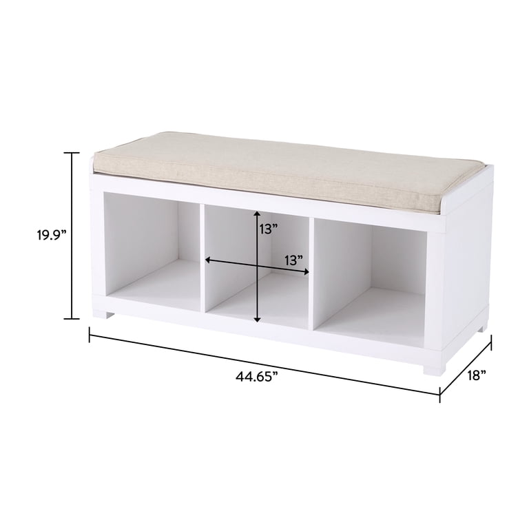 Better Homes & Gardens 3-Cube Storage Bench, White photo 3