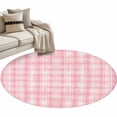 thumbnail image 6 of Pink Plaid Round Rug 3ft Washable Circle Entryway Rugs Non Slip Modern Art Checkered Farmhouse Area Rug Indoor Floor Carpet for Bedroom Kitchen Living Room Home Office Dining Room Nursery, 6 of 8