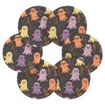 thumbnail image 7 of Yayeee 6 PCS Drink Coasters with Holder Set Woven Absorbent Round Tabletop Hot Pad, Yellow Halloween Ghosts, 7 of 7