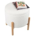 thumbnail image 1 of Lavish Home Storage otomano – Reposapiés redondo Sherpa o organizador de almacenamiento con parte superior extraíble para sala de estar, dormitorio o apartamento (blanco), 1 of 5