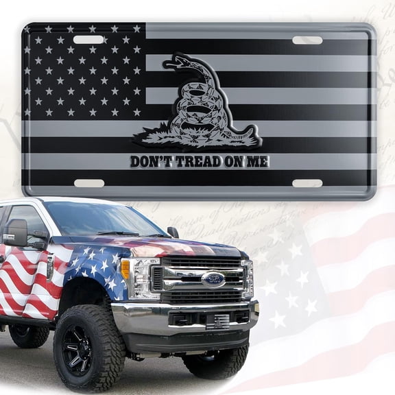DT License Plate Grey & Black Embossed Aluminum