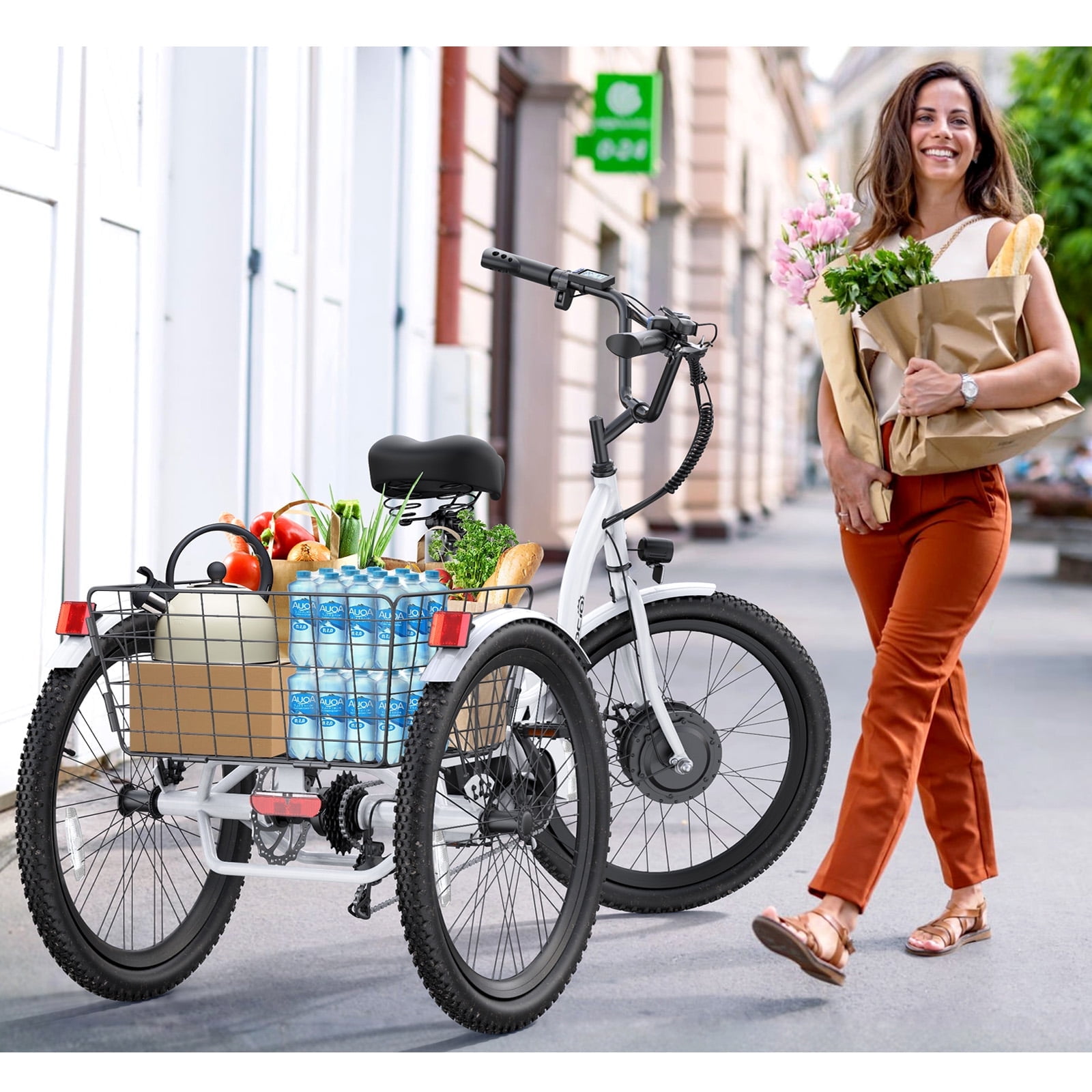 Gocio Electric Tricycle for Adults, Peak 500W Motor Electric Trike 48V 10.4AH UL2849 Battery, Cargo Motorized Tricycle, Shimano 7 Gears 3-Wheel Electric Bike for Adults & Seniors