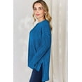 thumbnail image 2 of Basic Bae Ribbed Half Button High Low T Shirt Women’s Stylish Long Sleeve Casual Top, 2 of 10