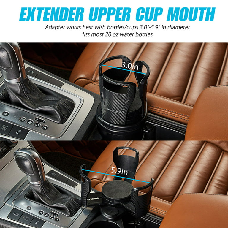 Car Cup Holder Expander, 2 in 1 Multifunctional Auto Drinks Holder, Double Cup Holder Extender Adapter Organizer with 360 Rotating Adjustable Base to
