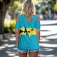 thumbnail image 4 of Gekhuqory Palm Tree Pattern Women's Cold Shoulder Tops Short Sleeve V Neck T Shirts Basic Summer Tees Sexy Casual Cut Out Design Fashion XL, 4 of 8