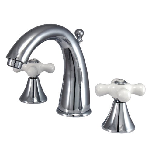 Kingston Brass Naples Two Handle 8" to 16" Widespread Lavatory Faucet with Brass Pop-up