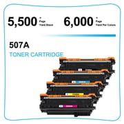 507X 507A Toner Cartridge Compatible for HP 507A 507X CE400X CE400A CE401A CE402A CE403A Enterprise M551 M551n M551dn M551xh M570dn M575f M570dw Printer | BK+C+M+Y, 4-Pack