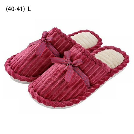 

Warm Slippers Indoor Soft Coral Velvet Non-slip Floor Shoes for Couple Women Men 40-41L Red
