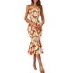thumbnail image 5 of Vestido PRETTYGARDEN Floral Midi Sin Mangas con Fruncido Naranja Talla L, 5 of 6