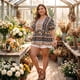 thumbnail image 3 of Camisas de verano de mujer plus size con cuello en V y mangas cortas tipo linterna Agnes Orinda, blusas boho con peplum floral 2X negras, 3 of 8