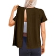 thumbnail image 3 of Domuza Post Surgery Shirts for Women Comfortable Adaptive Medical Short Sleeve Crew Neck Tee Shirts Open Back Wear Sofy Solid Color Recovery Clothing with Pockets Light Brown XL, 3 of 8