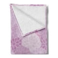 thumbnail image 2 of Floral Soft Flannel Fleece Blanket, Dahlia Petals Blossoming Perennial Spring Flowers Rural Flourish Pattern, Cozy Plush for Indoor and Outdoor Use, 50" x 60", Baby Pink Pale Mauve, by Ambesonne, 2 of 5