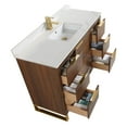 thumbnail image 3 of Fine Fixtures Opulence Collection 48 in. W x 20 in. D x 33 in. H Bathroom Vanity in Walnut Ebony with White Carrara Sintered Stone Sink - Satin Brass hardware, 3 of 7