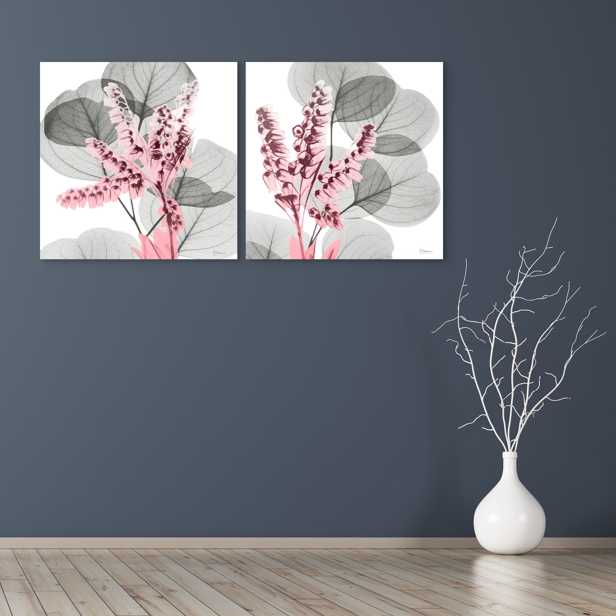 Eucalyptus Bush Driptych Frameless Free Floating 24 in x 24 in Painting Art Prints, by Empire Art Set of 2