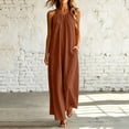thumbnail image 2 of Tqcoqu Sleeveless Long Dress for Women,Boho Halter Maxi Sundress Casual Loose Dresses,Brown Women's S-XXL, 2 of 7