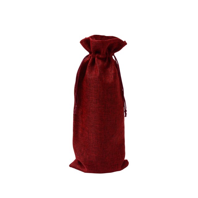 Ounissouiy Bolsas de lino para botellas de vino con cordón a prueba de polvo para bodas, fiestas, bebidas, ollas, funda para polvo, bolsa de Almacenamiento y organización del hogar Vino rojo