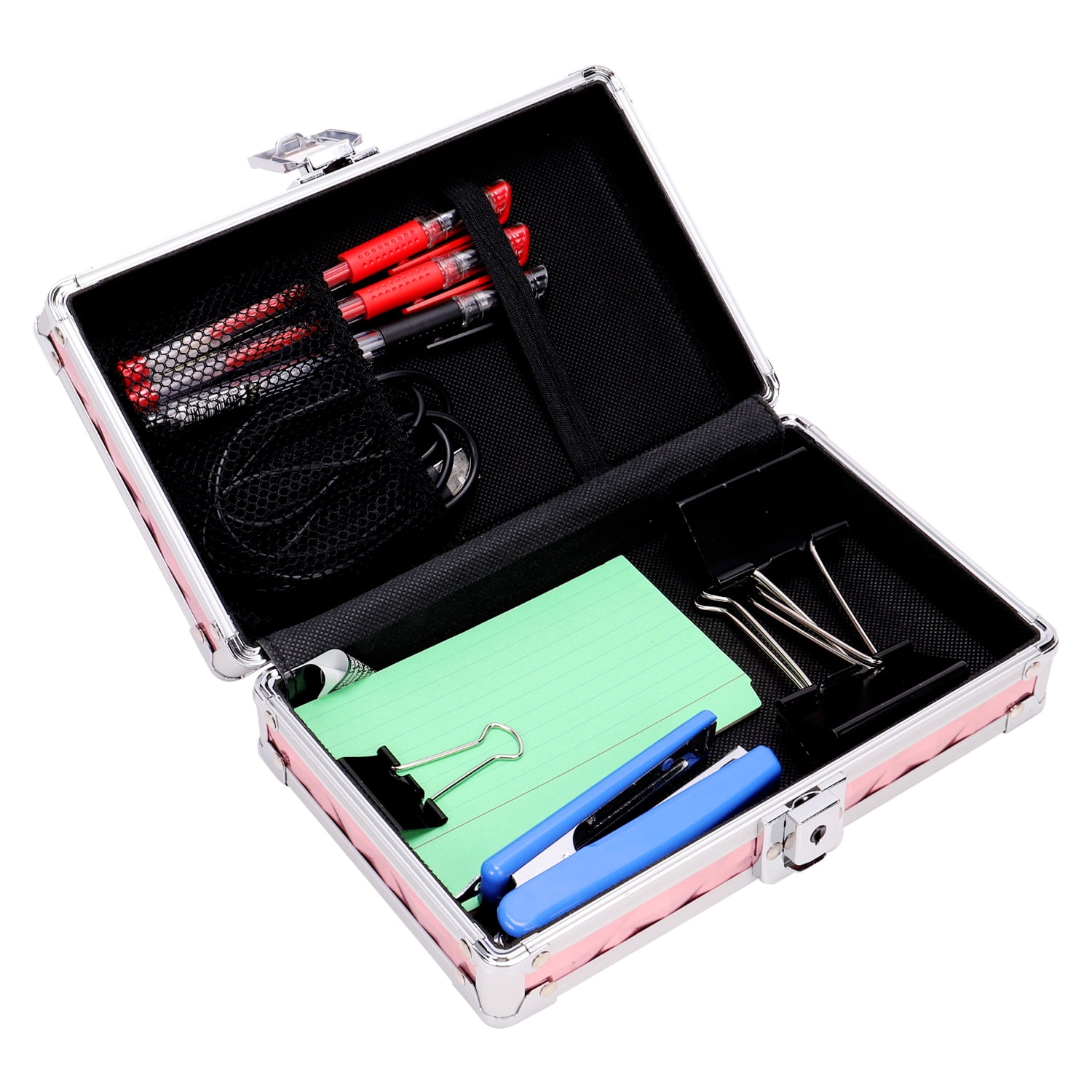 Vaultz Locking Pencil Box Pink Diamond with Key Lock, New Condition, VZ03943