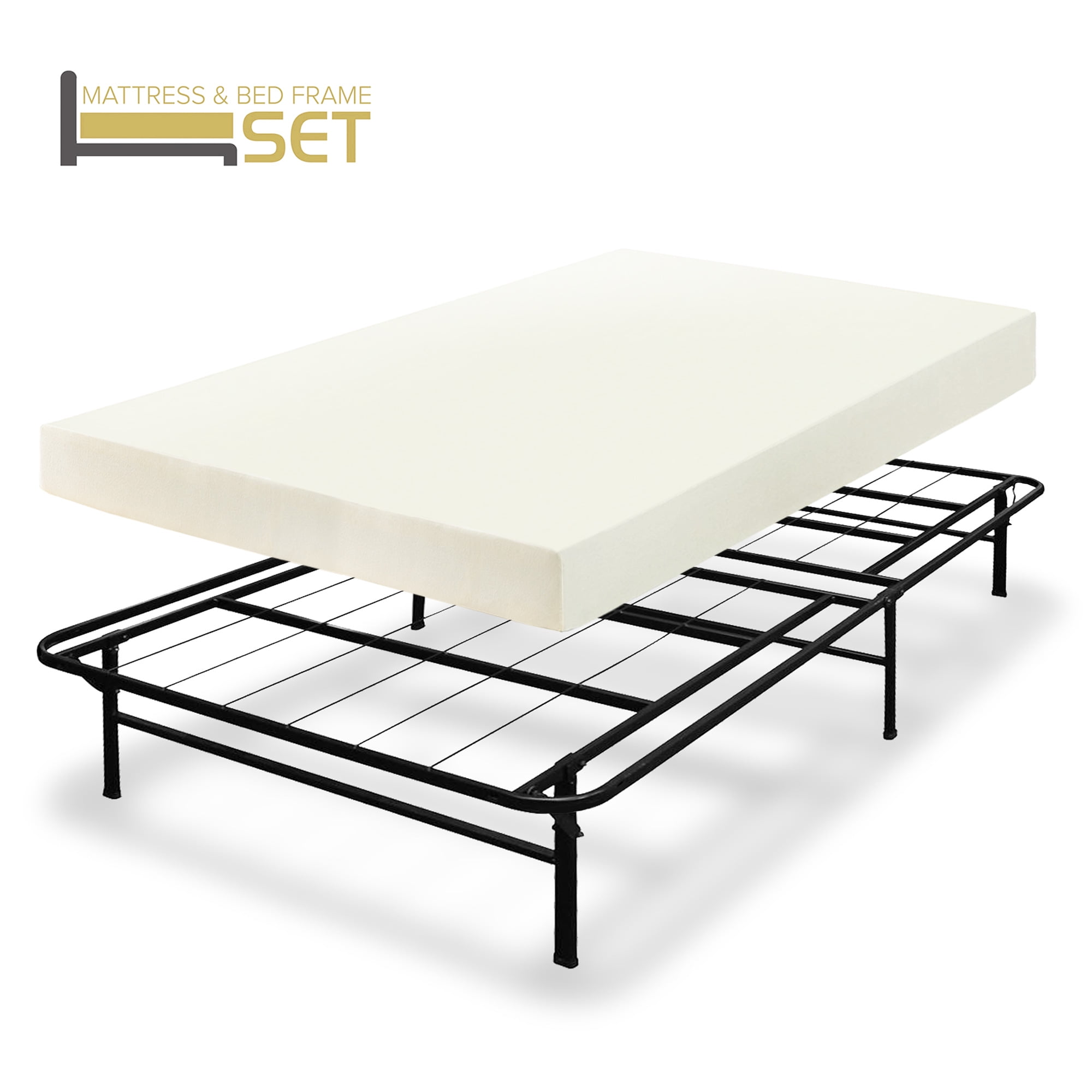 Best Price Mattress 6" Memory Foam Mattress and DualUse Steel Bed