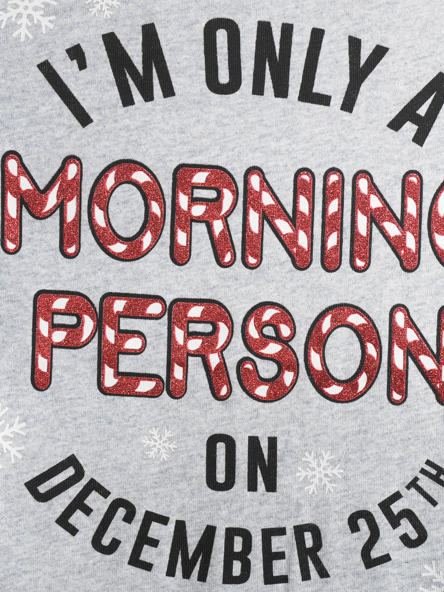 Hybrid Juniors Morning Person on December 25 Holiday Graphic T-Shirt with Glitter