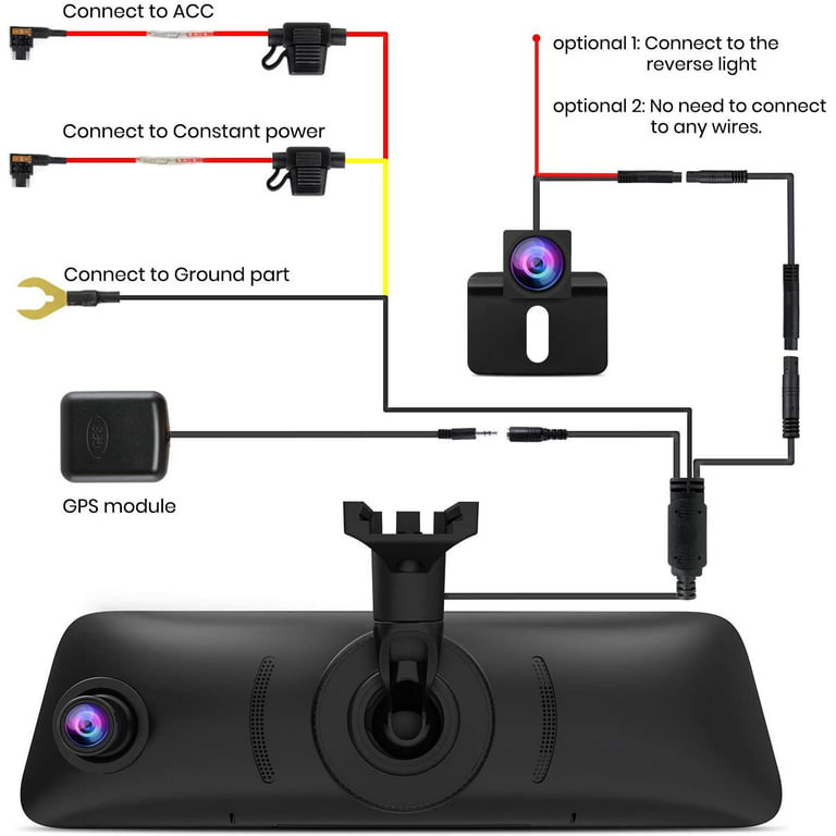 AUTO-VOX V5PRO OEM Look Rear View Mirror Camera with Neat Wiring, 9.35'' No  Glare Touch Screen Mirror Dash Cam , Dual 1080P Super Night Vision Backup