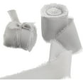 thumbnail image 1 of Zhuge Cintas para embalaje de cajas de regalo, cintas de gasa con bordes sin rematar rasgadas a mano, decoraciones de moños de cinta, tiras de tela de seda real (gris), 1 of 5