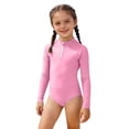 thumbnail image 5 of SGMVNU Girls Long Sleeve Swimsuit Rash Guard Bathing Suit Tropical Print Zipper up Swimwear Summer Beach Sunsuit, Size 11-12 Years, qu1-Hot Pink, 5 of 5