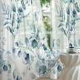 thumbnail image 4 of Plant Leaves Sheer Curtains 84 Inches Long 2 Panels, Blue Semi Sheer Curtains Light Filtering, Spring Summer Soft Textured Drapes for Bedroom Living Room Dining Room Window, 52" X 84", 4 of 5