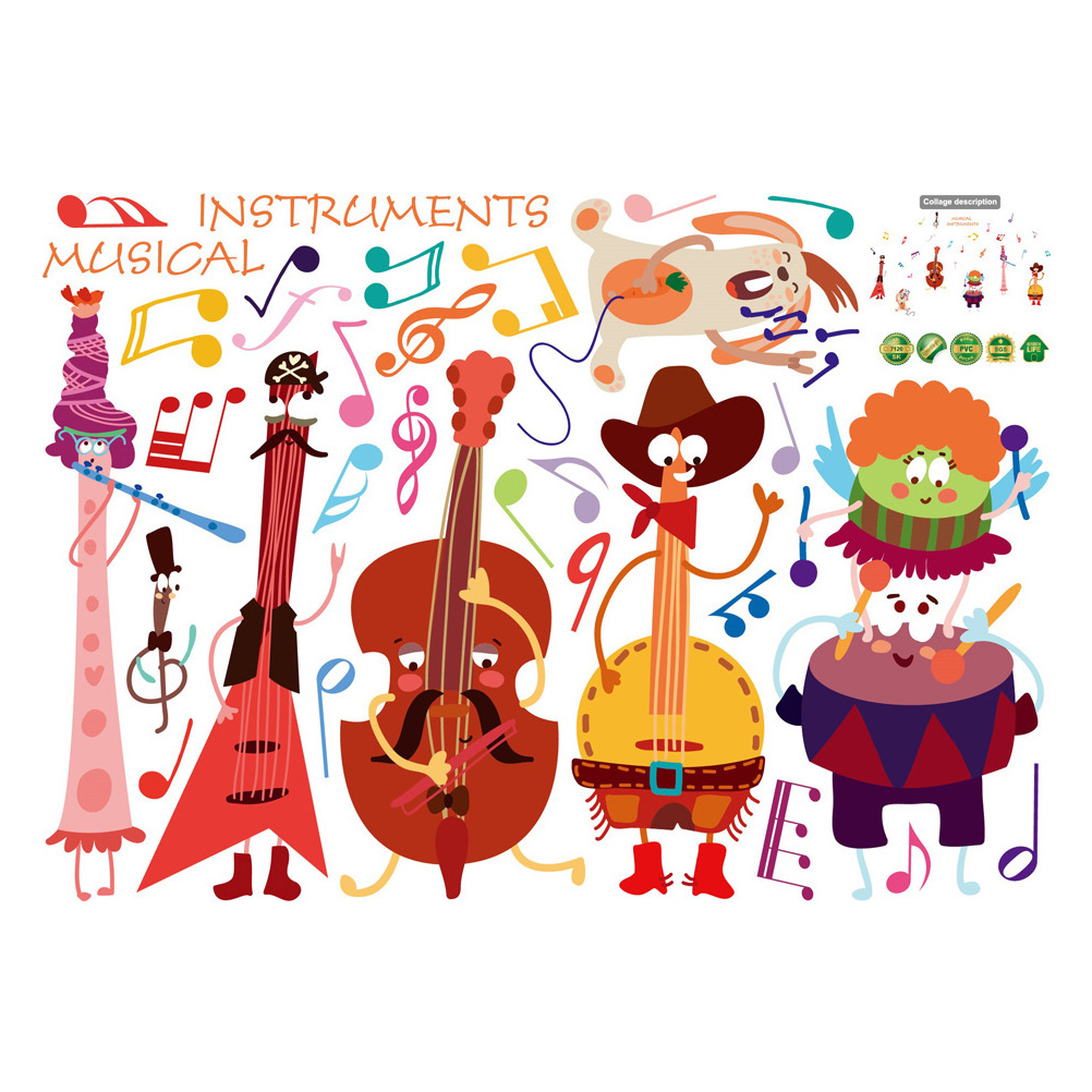 NUOLUX Wall Wallpaper Decals Homeroom Decal Tree Sprinkles Instrument