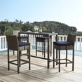 thumbnail image 2 of Modway Conduit Rattan Outdoor Bar Stool in Brown and Navy (Set of 4), 2 of 5