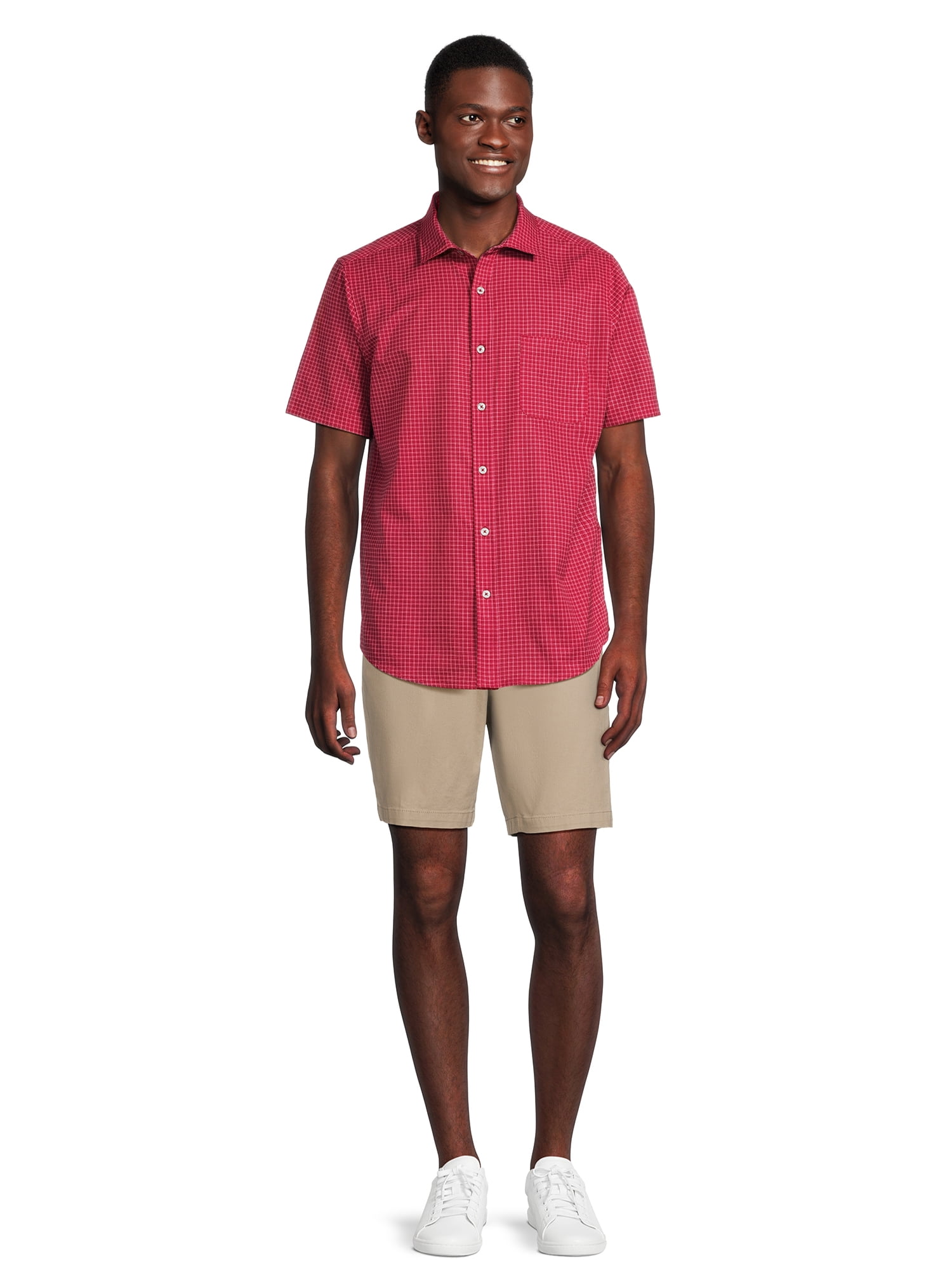 George Men’s & Big Men’s Button-Up Commuter Shirt with Short Sleeves, Sizes S-3XL