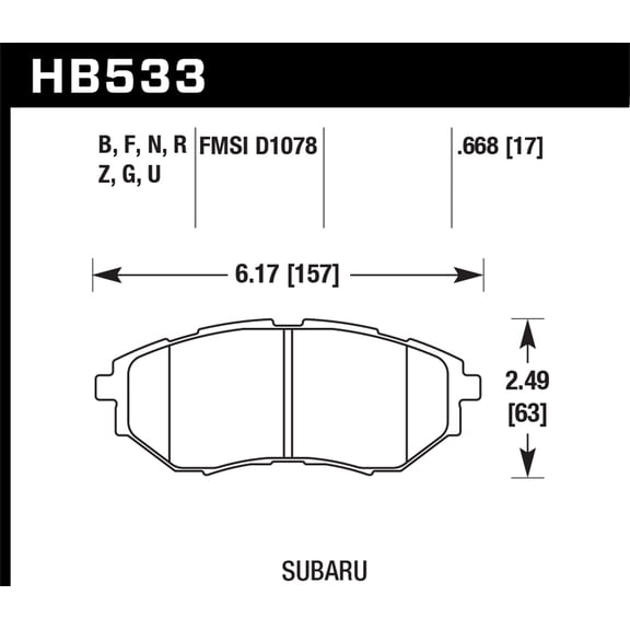 Hawk 05-08 LGT D1078 HPS Street Front Brake Pads Fits select: 2015 SUBARU OUTBACK, 2015 SUBARU LEGACY