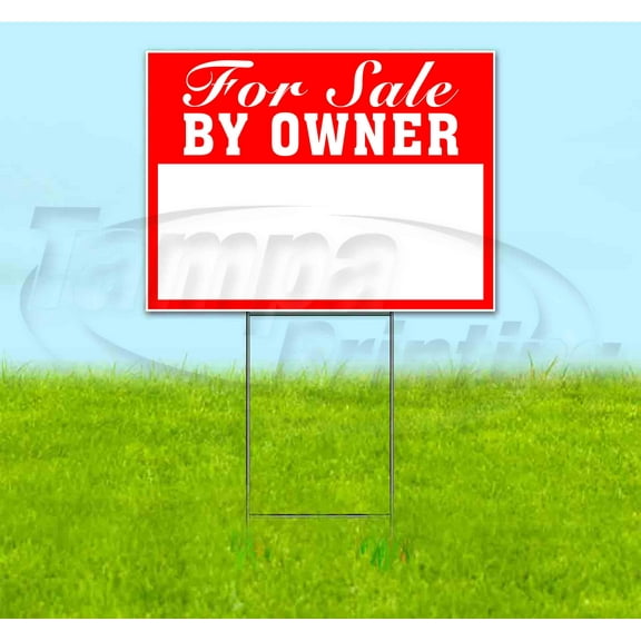 For Sale By Owner (18"" X 24"") Yard Sign, Includes Metal Step Stake