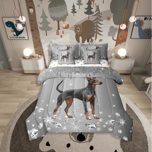 Erosebridal Literie pour Chien Animal Format Grand Lit, Ensemble de Lit Scintillant en Cristal Format Grand Lit, Décoration à Imprimé à Paillettes, Réversible, Léger, 7 Pcs