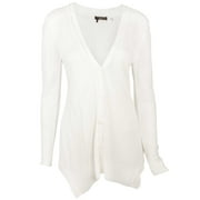 Dex Deep V-Neck Buttoned Cardigan in Ivory