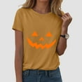 thumbnail image 2 of larppty Spooky Cute Halloween Shirt: Women's Ghost Pumpkin Graphic Fall Fashion T-Shirt (Yellow, 3XL), 2 of 5