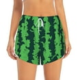thumbnail image 3 of Uemuo Green Stripes Of Watermelon Pattern Women's Athletic Shorts High Waisted Running Shorts with Liner Pockets Gym Elastic Workout Shorts-Small, 3 of 9