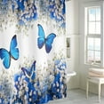 thumbnail image 5 of CSCHome Butterfly Shower Curtain, Waterproof Fabric for Bathroom, Shower Curtain Machine Washable, 71X71inch, Blue, 5 of 5