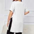 thumbnail image 4 of Oversized Tshirt Dress Women Crew Neck Side Slit Womens Blouses Loose Lightweight Casual Womens Summer Tops Short Sleeve, 4 of 5