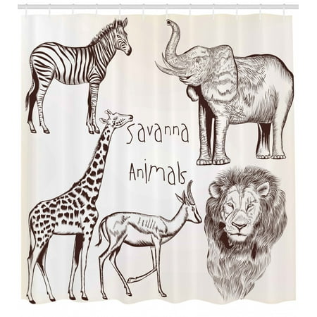 Safari Decor Shower Curtain Set Collection Of Tropic African