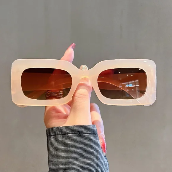 Vintage Candy Color Square Small Frame Sunglasses Female Trend Personality Dazzling Hip Hop Glasses Outdoor UV400 Sunglasses pink As picture