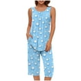 thumbnail image 1 of Kcodviy Pyjama Débardeur Doux Sans Manches pour Femmes Grandes Ensemble Haut et Pantalon Capri Shorts avec Poche Ensembles de Détente Shorts de Pyjama pour Femmes Ensembles de Pyjamas, 1 of 7