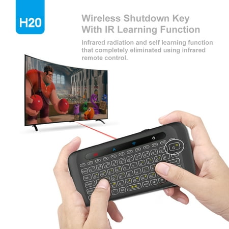 2.4GHz Wireless Keyboard Colorful Backlight Touchpad Handheld Remote Control w/ Large Touch Panel IR Learning for Smart TV PC