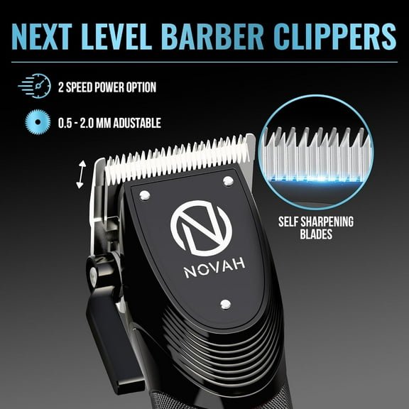 Novah Professional Hair Clippers for Men, Cordless Barber Set with 23-Piece Accessories, Fade Kit & -Sharpening Blades
