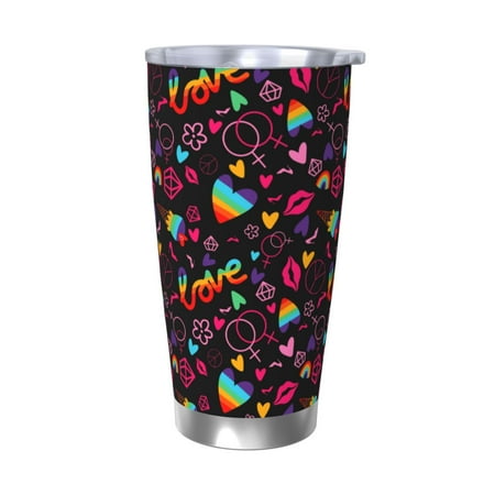 

KLL Lgbt Rainbow For Pride Print 40oz Stainless Steel Insulated Car Cup with Spillproof Lid - Keep Your Drink Hot or Cold on the Go-Without Straw