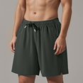 thumbnail image 2 of Ymyiu Big Mens Shorts Men's Casual Classic-Fit Shorts Elastic Waist Daily Wear Baech Summer Shorts Size 2XL(Dark Gray, 2XL), 2 of 4