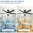 thumbnail image 5 of YIOSI 46" Black Low Profile Ceiling Fan with LED Lights, Quiet DC Motor, Remote Control, Reversible Modern Flush Mount Fan for Living Room, Kitchen, Bedroom, Patio - Indoor/Outdoor, 5 of 11